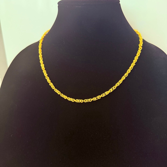 Estate Pure 9999 24k Solid Yellow Gold 4mm Byzantine Chain Link Necklace 20.5” - Picture 2 of 7